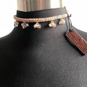 Leather wrapped gold Choker w BONUS!